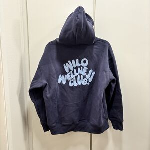 Wilo The Label Sz Small Wellness Club Hoodie Pullover Navy Blue Oversized